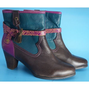 Stylish Women's Ankle Boots in Brown and Purple